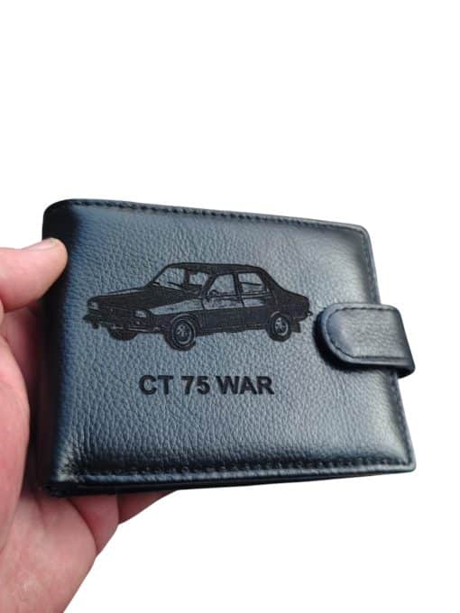 cadou portofel negru cu capsa personalizat Dacia