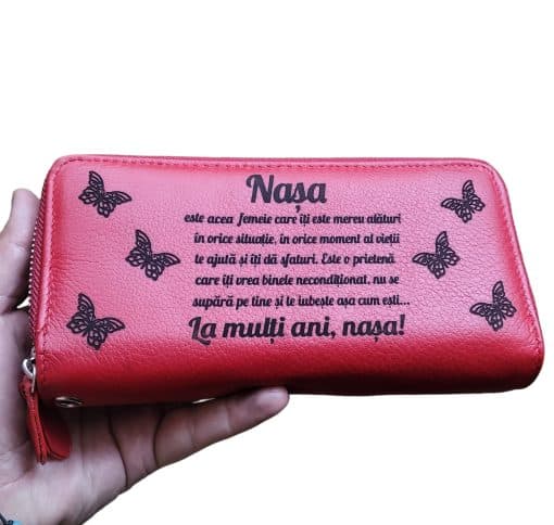Portofel dama rosu cu fermoar Nasa