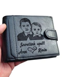portofel negru cu capsa personalizat in alta limba 2
