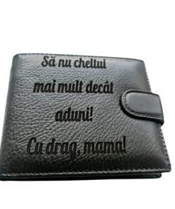 portofel negru cu capsa piele naturala Sa nu cheltui