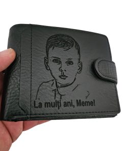 portofel negru cu capsa La Multi Ani