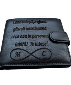 portofel piele naturala negru cu capsa Cand iubesti profund