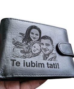 Portofel personalizat piele naturala Te iubim tati