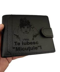 portofel negru cu capsa Te iubesc micutule