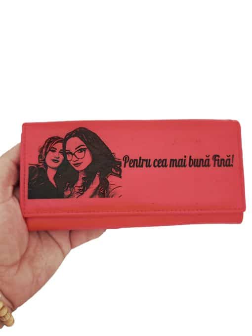cadou personalizat pentru ea portofel dama rosu Fina