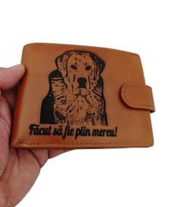 portofel maro coniac cu capsa personalizat catel1