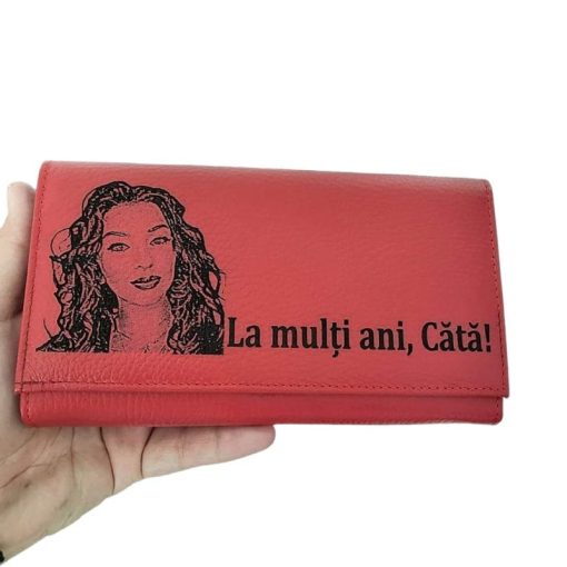 portofel dama rosu La multi ani