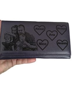 portofel dama mov personalizat cu poza si inimioare