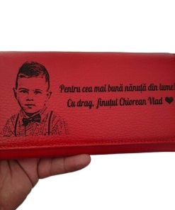 portofel dama rosu personalizat Pentru cea mai buna nanuta