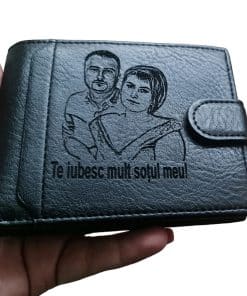 portofel personalizat negru cu capsa Te Iubesc Mult Sotul Meu!