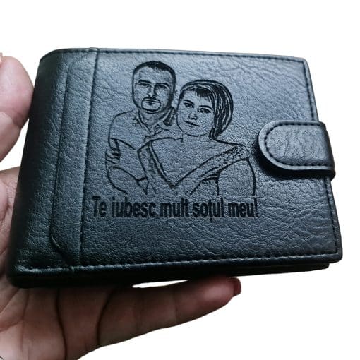 portofel personalizat negru cu capsa Te Iubesc Mult Sotul Meu!
