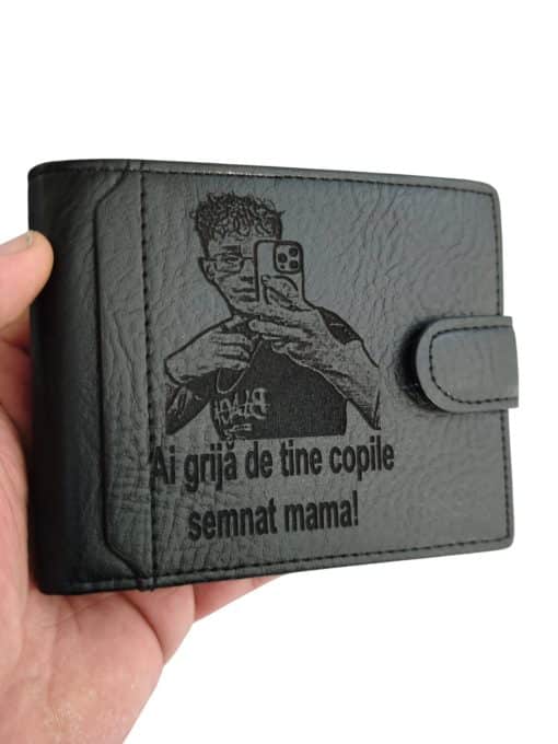 portofel negru cu capsa Copile