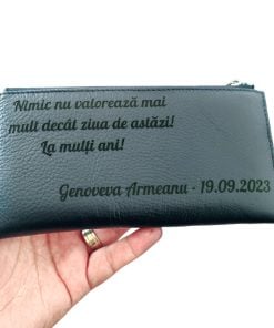 portofel dama piele naturala albastru cu fermoar Nimic nu valoreaza