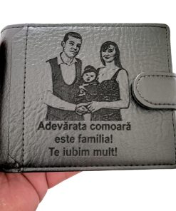 Portofel negru cu capsa barbat Adevarata comoara este familia