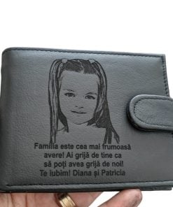 portofel barbat personalizat negru cu capsa Familia