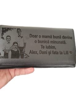 portofel dama piele naturala negru Doar O Mama