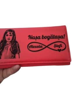 portofel dama rosu piele naturala Bogatasa