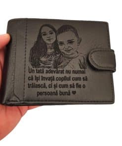 portofel personalizat negru cu capsa Un tata