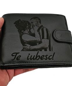 portofel negru cu capsa Te iubesc!
