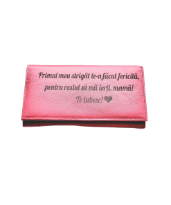 Portofel Personalizat 'Primul meu', dama, piele naturala, rosu