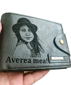 Portofel Personalizat 'Averea mea 2', barbati, piele , cu capsa, negru