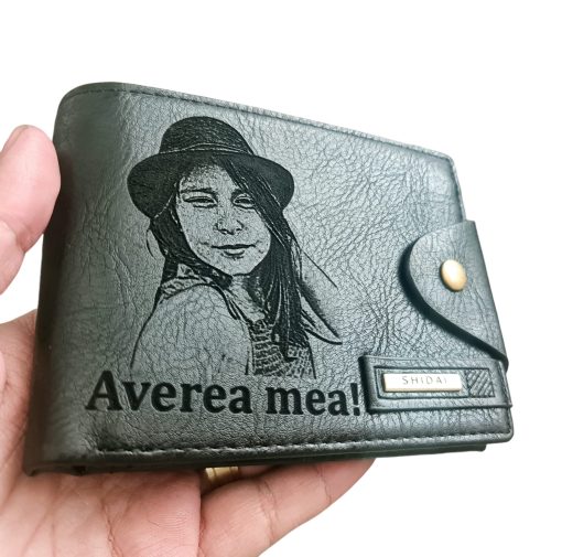 Portofel Personalizat 'Averea mea 2', barbati, piele , cu capsa, negru