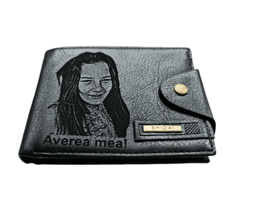 Portofel Personalizat 'Averea mea', barbati, piele , cu capsa, negru
