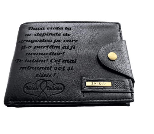 Portofel Personalizat 'Daca viata ta 2', barbati, piele , cu capsa, negru