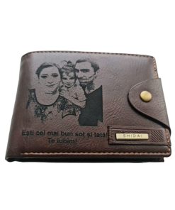 Portofel Personalizat 'Esti cel mai bun sot 2', barbati, piele, cu capsa, maro