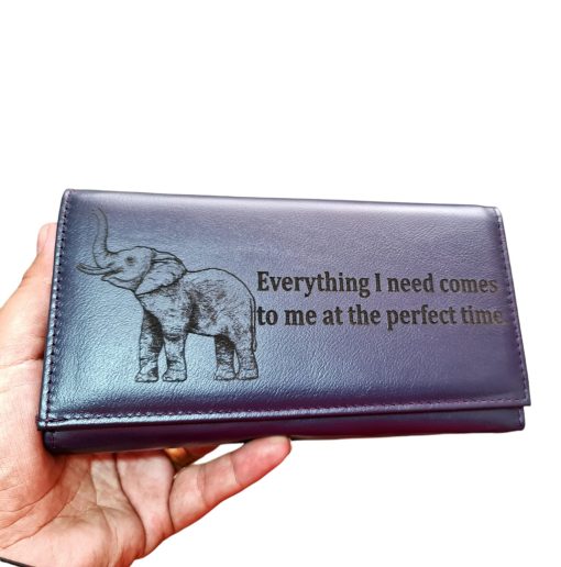 Portofel Personalizat 'Everything i need', dama, piele naturala, albastru