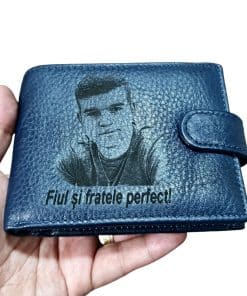 Portofel Personalizat 'Fiul si fratele perfect', barbati, piele naturala , albastru