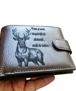 Portofel Personalizat 'Frate si sora', barbati, piele naturala , maro