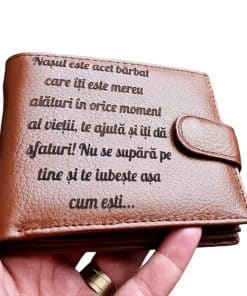 Portofel Personalizat 'Nasul e acel barbat', barbati, piele naturala , maro
