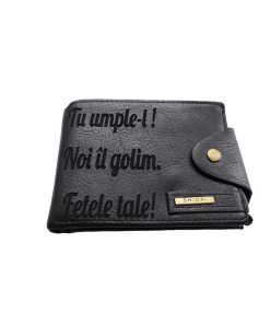 Portofel Personalizat 'Noi il golim 2', barbati, piele , cu capsa, negru