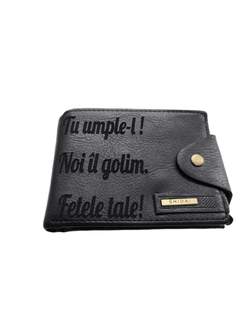 Portofel Personalizat 'Noi il golim 2', barbati, piele , cu capsa, negru