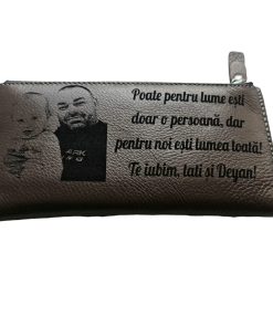 Portofel Personalizat 'Pentru lume esti doar o persoana 2', dama, piele naturala, maro