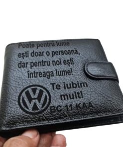Portofel Personalizat 'Poate pentru lume', barbati, piele naturala , negru