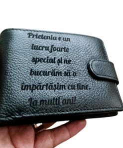 Portofel Personalizat 'Prietenia este un lucru foarte special', barbati, piele naturala , negru