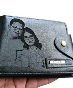 Portofel Personalizat 'Te iubesc penb 5', barbati, piele , cu capsa, negru