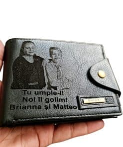 Portofel Personalizat 'Tu umple-l 2', barbati, piele , cu capsa, negru