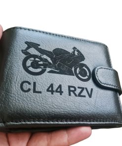 Portofel Personalizat cu numar moto rzv, barbati, piele naturala , negru