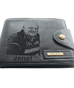 Portofel Personalizat cu nume penb, barbati, piele , cu capsa, negru