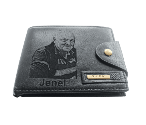 Portofel Personalizat cu nume penb, barbati, piele , cu capsa, negru