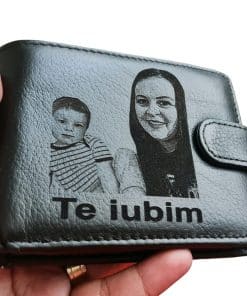 Portofel Personalizat cu poza 23, barbati, piele naturala , negru