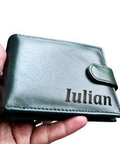 Portofel Personalizat cu poza 24, barbati, piele naturala , verde