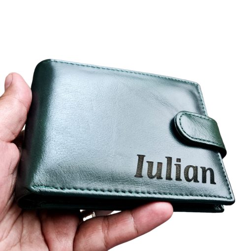 Portofel Personalizat cu poza 24, barbati, piele naturala , verde