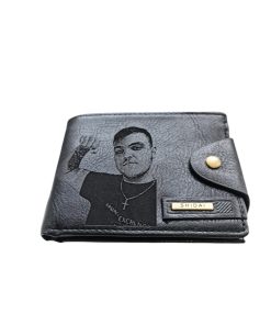 Portofel Personalizat cu poza e12, barbati, piele, cu capsa, negru
