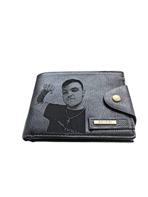 Portofel Personalizat cu poza e12, barbati, piele, cu capsa, negru
