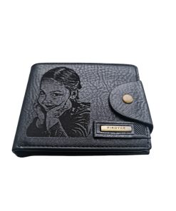 Portofel Personalizat cu poza e13, barbati, piele, cu capsa, negru