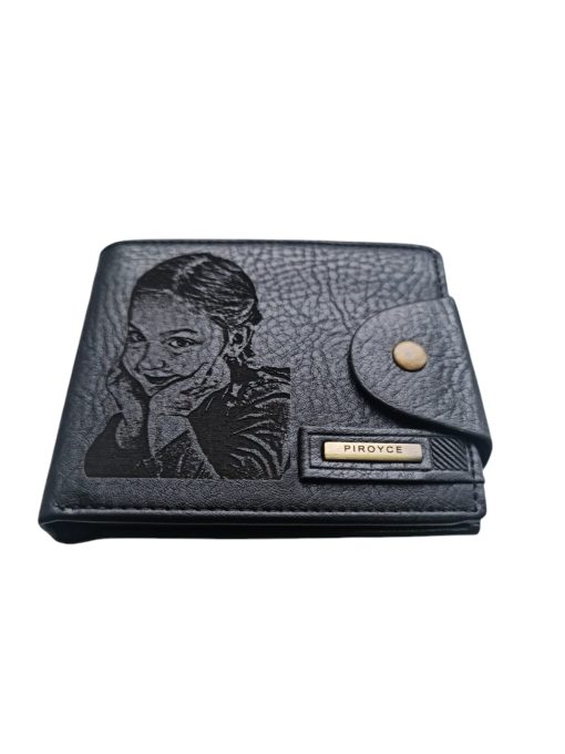 Portofel Personalizat cu poza e13, barbati, piele, cu capsa, negru